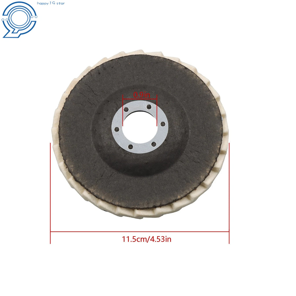 5 Pack Wool Felt Flap Discs for Buffing and Polishing Wheels (4-1/2")