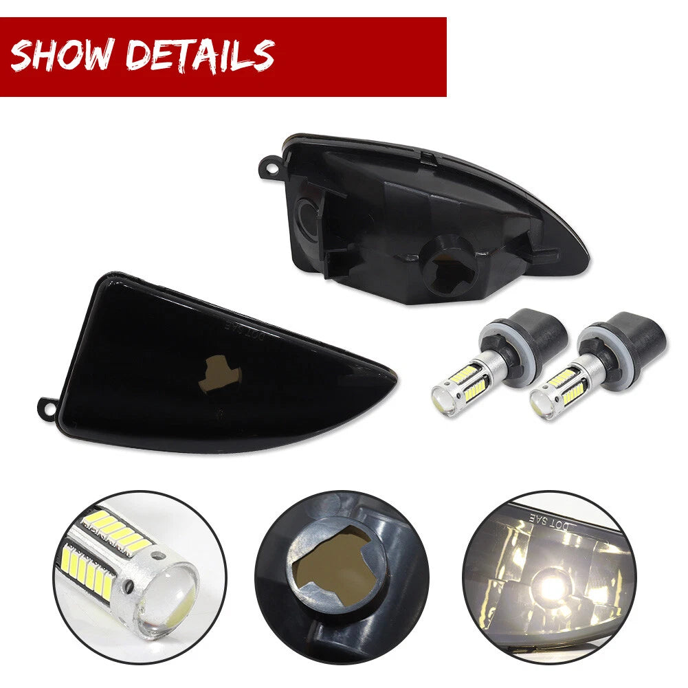 2X Smoked White LED Front Bumper Fog Lights for Ford Focus (2000–2004)