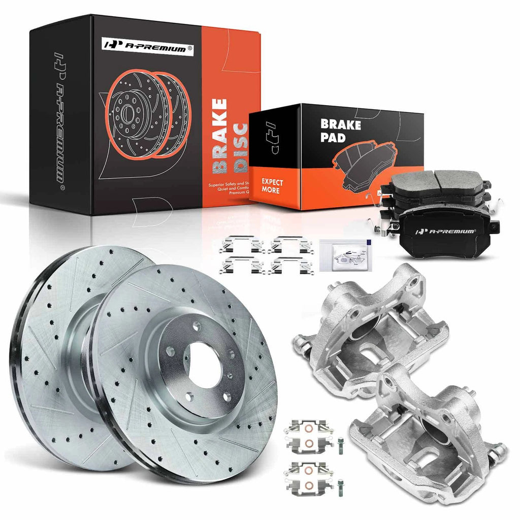 8x Drilled Brake Rotors & Pads + Calipers for Nissan Maxima (2004–2008)