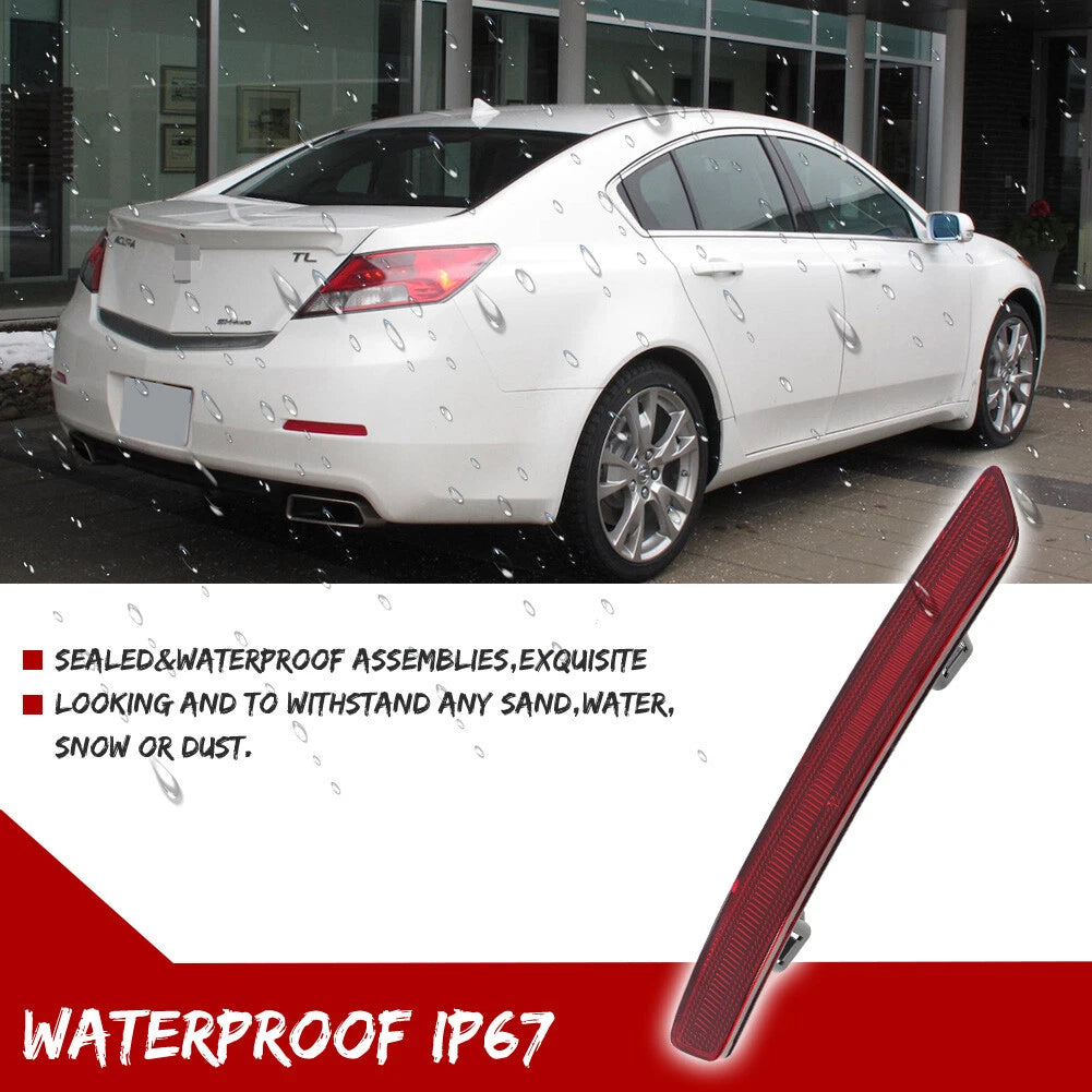 2X Red Lens Rear Bumper Reflectors for Acura TL (2012–2014)