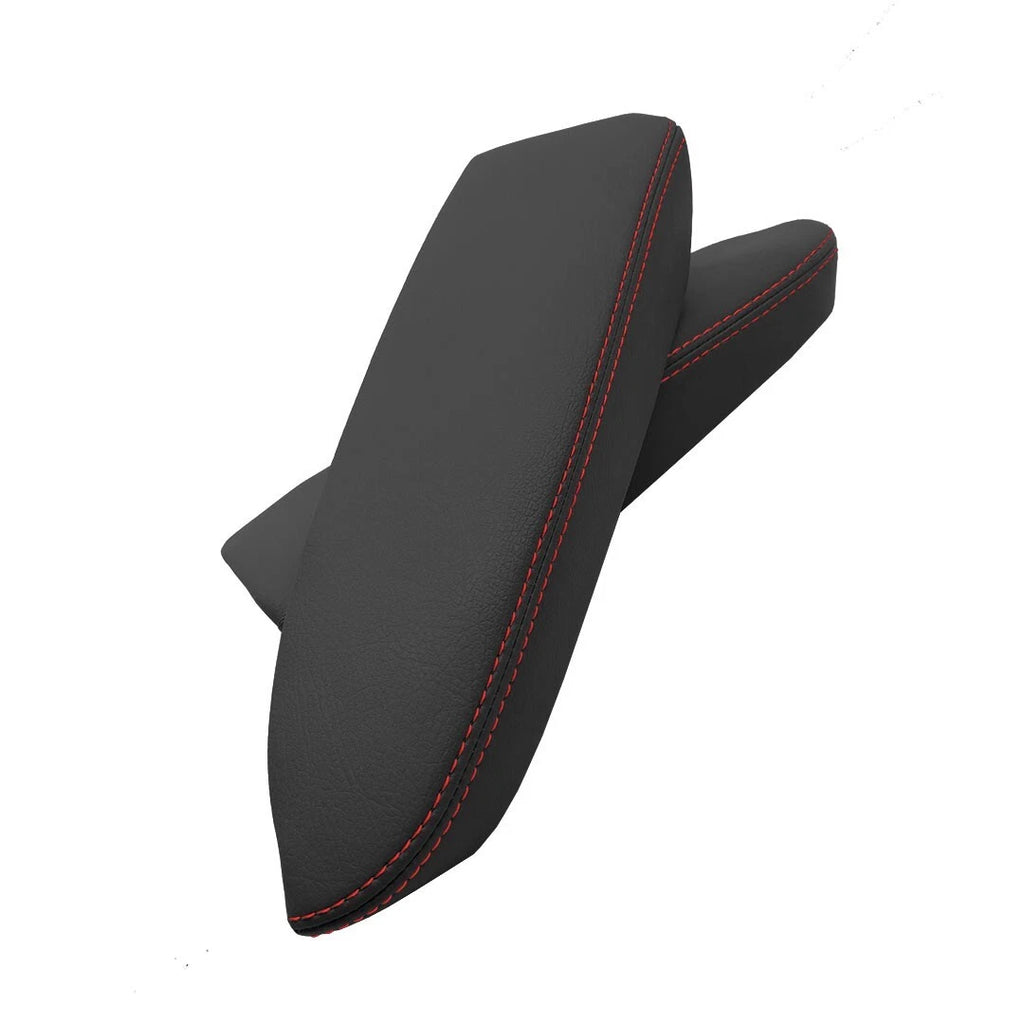 Front Door Armrest Cover for Acura TL (2004–2008) Red Stitch PVC Leather