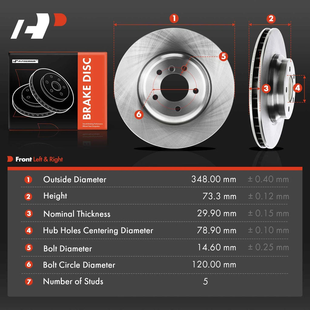 Front Disc Brake Rotors for BMW 335i 335xi 335d 335i xDrive (2007–2013)