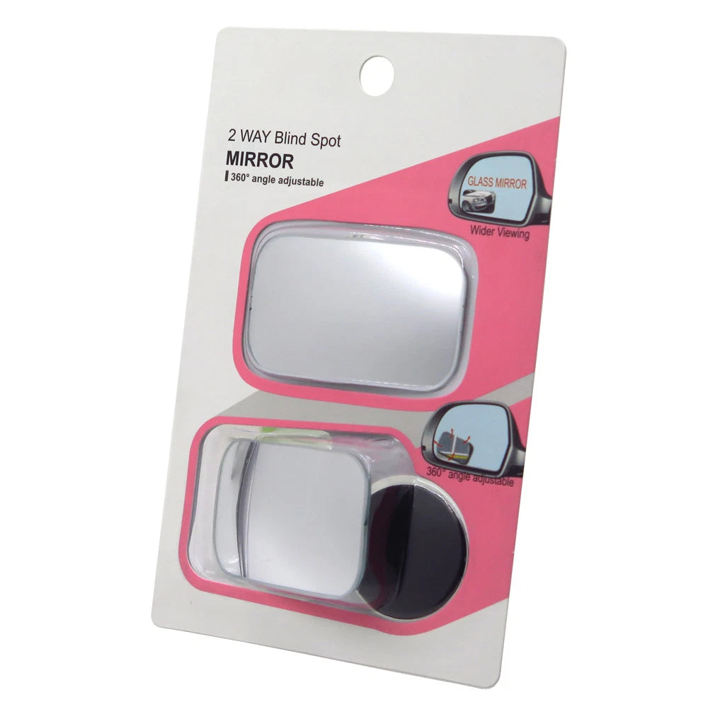 2X Adjustable Blind Spot Side Mirror Stick-On Glass for Universal Fit
