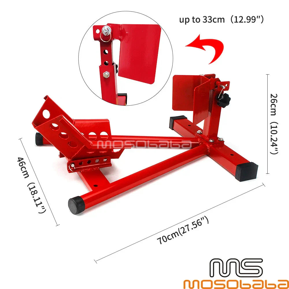 Red Front Wheel Chock Paddock Stand for Universal Motorcycle & Scooter