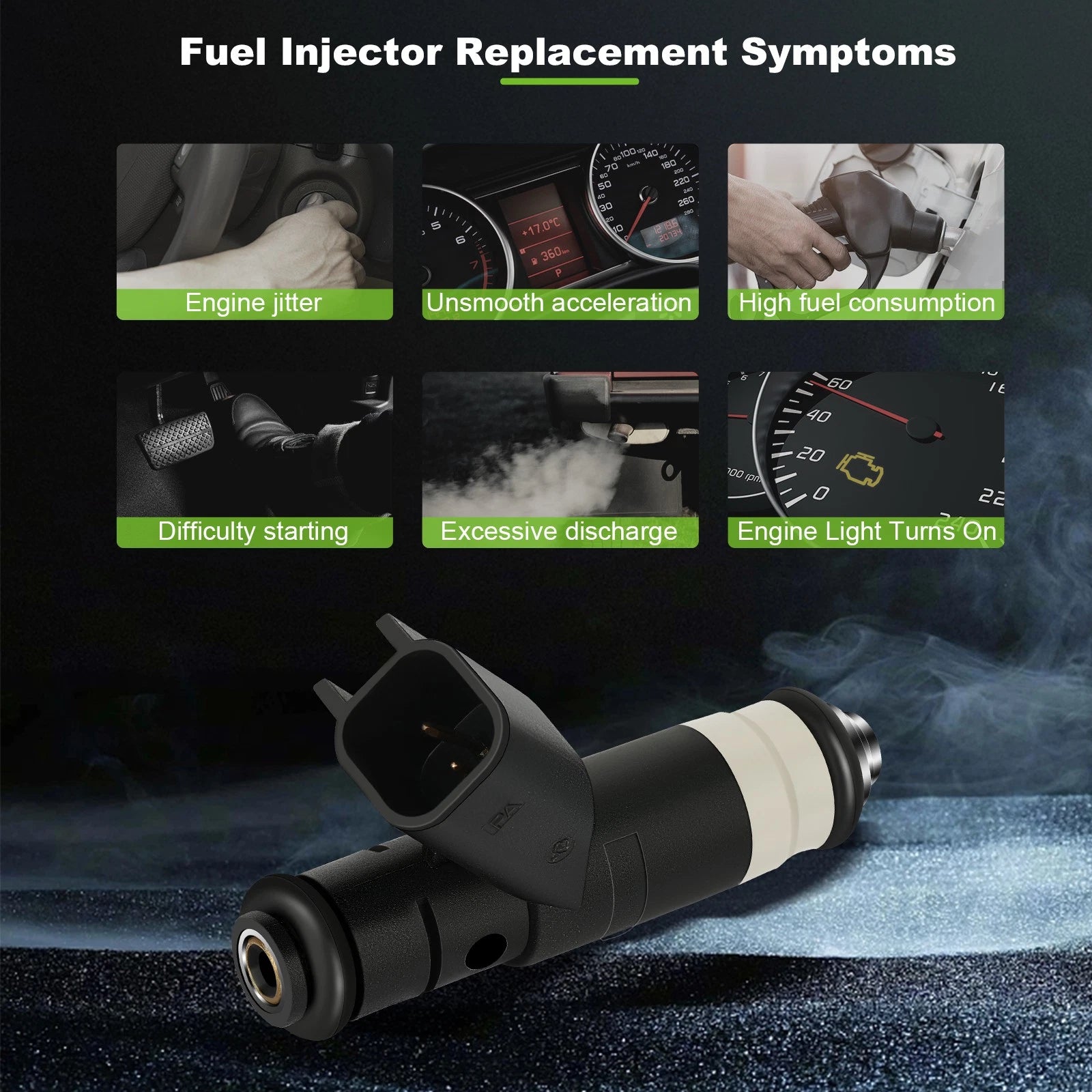 Set of 4 Fuel Injectors for Chrysler Sebring, PT Cruiser, Dodge Caravan, Neon, Stratus (2.4L)