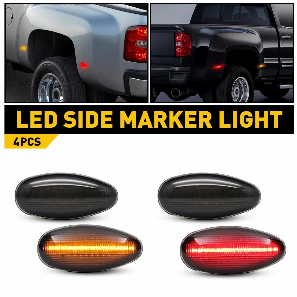 Smoked 4pc LED Side Marker Lights for Chevy Silverado (2001–2014)