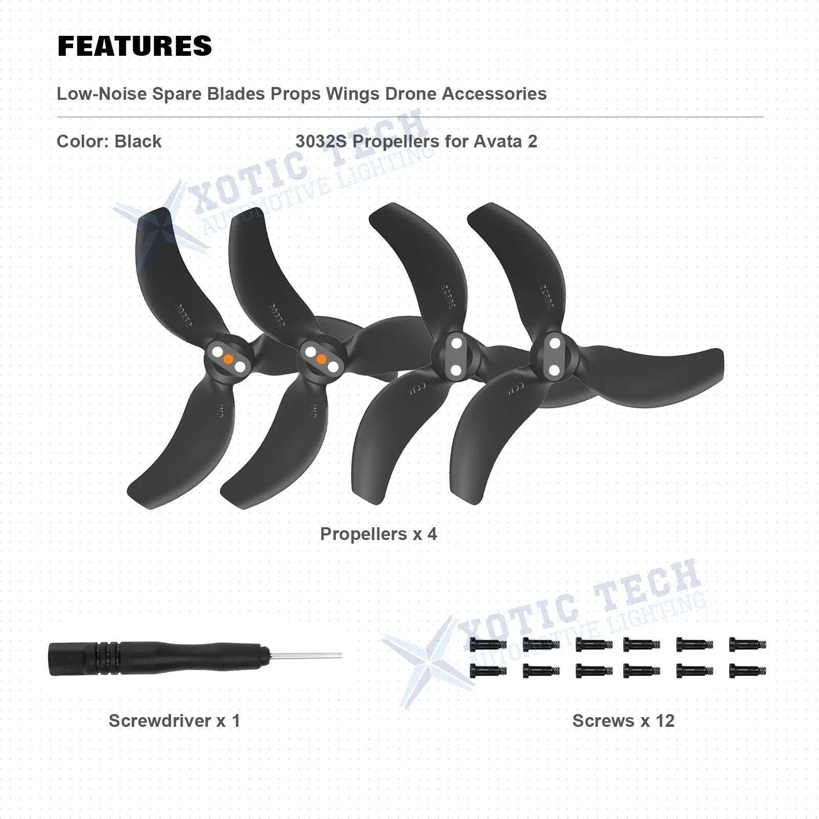 Replacement Prop Blades for DJI Avata 2 (3032S Quiet Wings) (2023-2025)