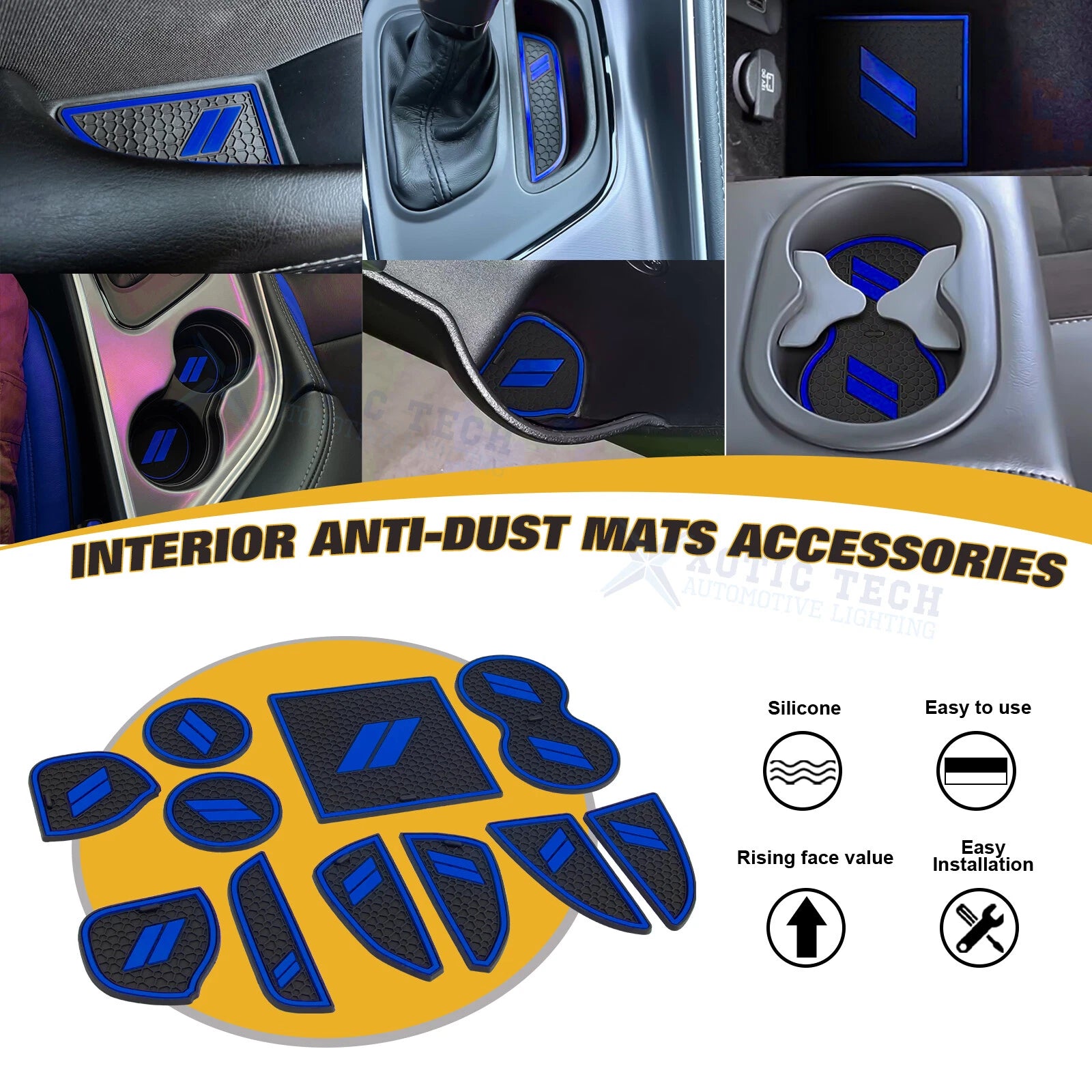 Soft Blue Car Interior Anti-Dust Mats Accessories for Dodge Challenger (2015–2023)