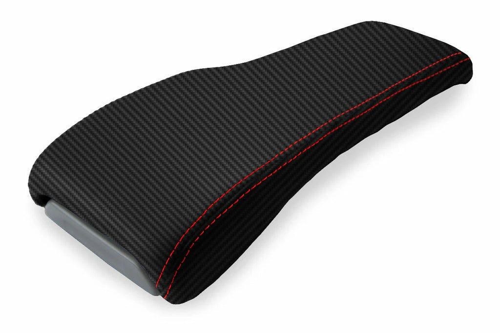 Console Lid Bench Seat Cover for Toyota Tacoma (2001–2004) Carbon Fiber Red Stitch