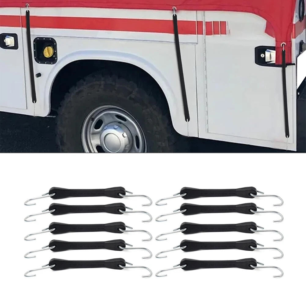 Set of 4 6" Heavy Duty Rubber Tarp Straps Tie Down Bungee Cords with Hooks