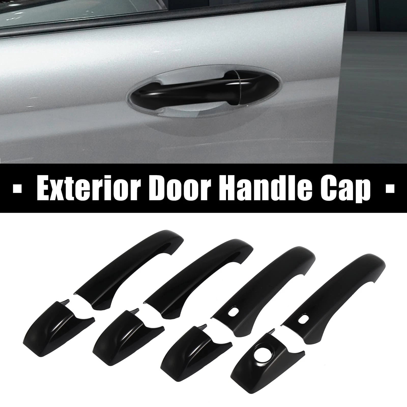 Set of 4 Door Trim Handle Covers for Jeep, Dodge, Chrysler (Glossy Black)