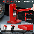 15" Red Hydraulic Bottle Jack for Automotive Repair (4 Tons)