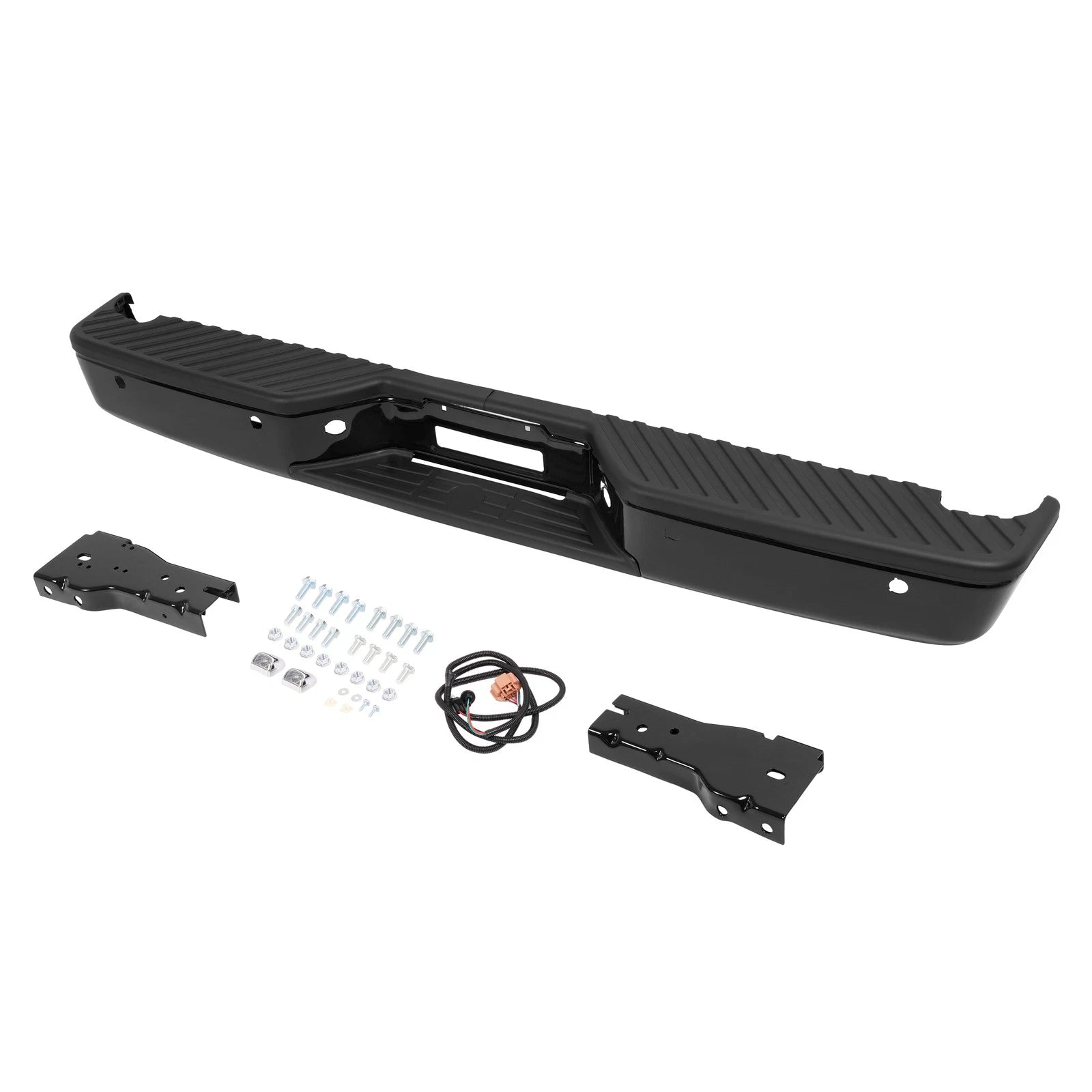 Step Bumper for Nissan Titan (2004–2015) with Park Sensor Holes, Steel Black