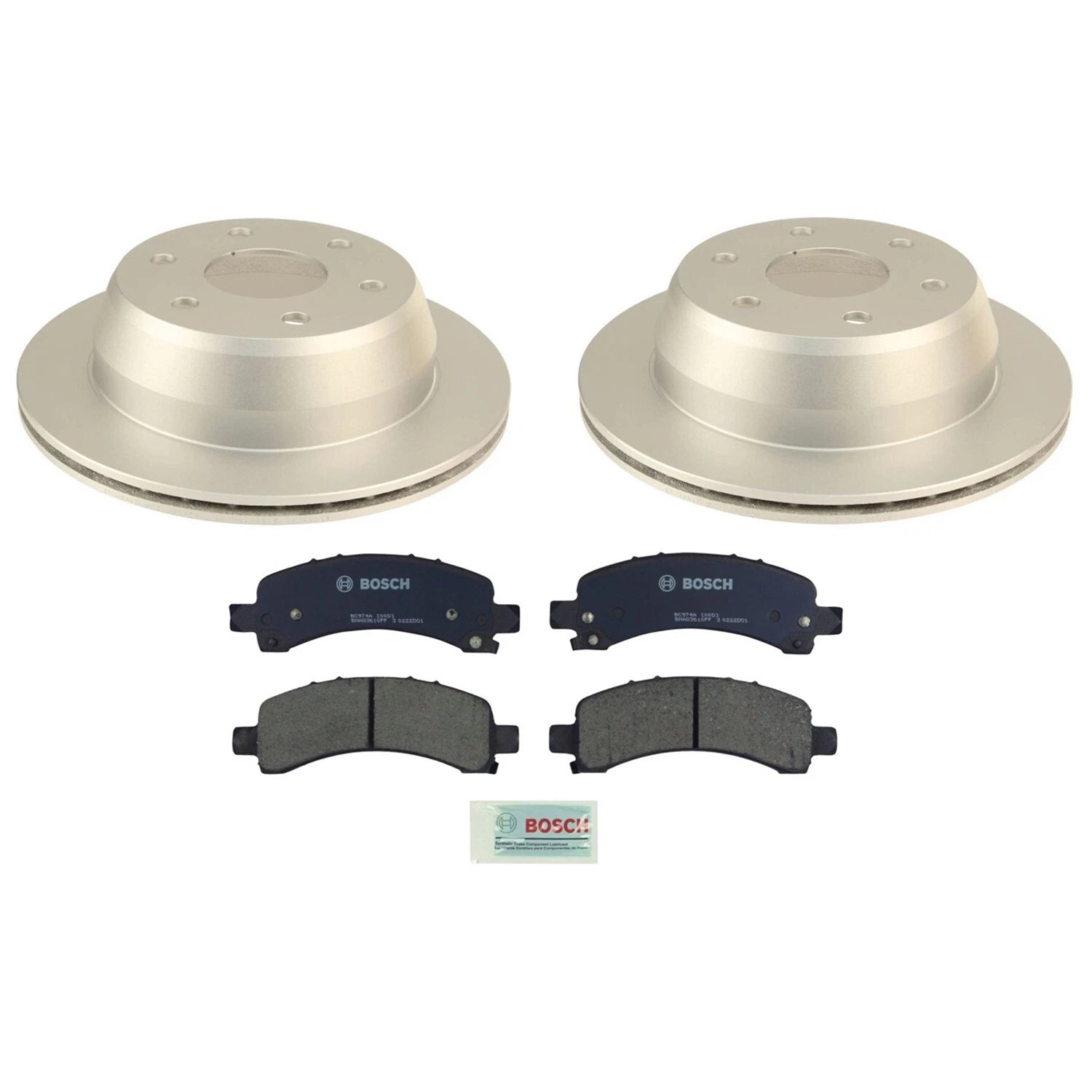 Set of 2 Bosch Rear Vented Rotors 324mm & Ceramic Brake Pads for Chevy GMC