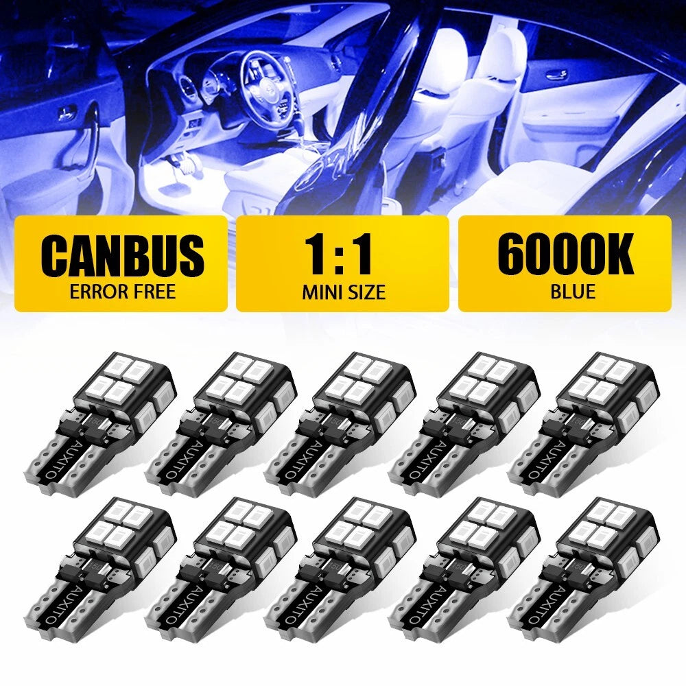 10x T10 LED Bulbs for Car Interior License Light (Universal)