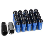 20 PCS M12X1.25 53MM Tall Blue Aluminum Lug Nuts with Caps & Adapter