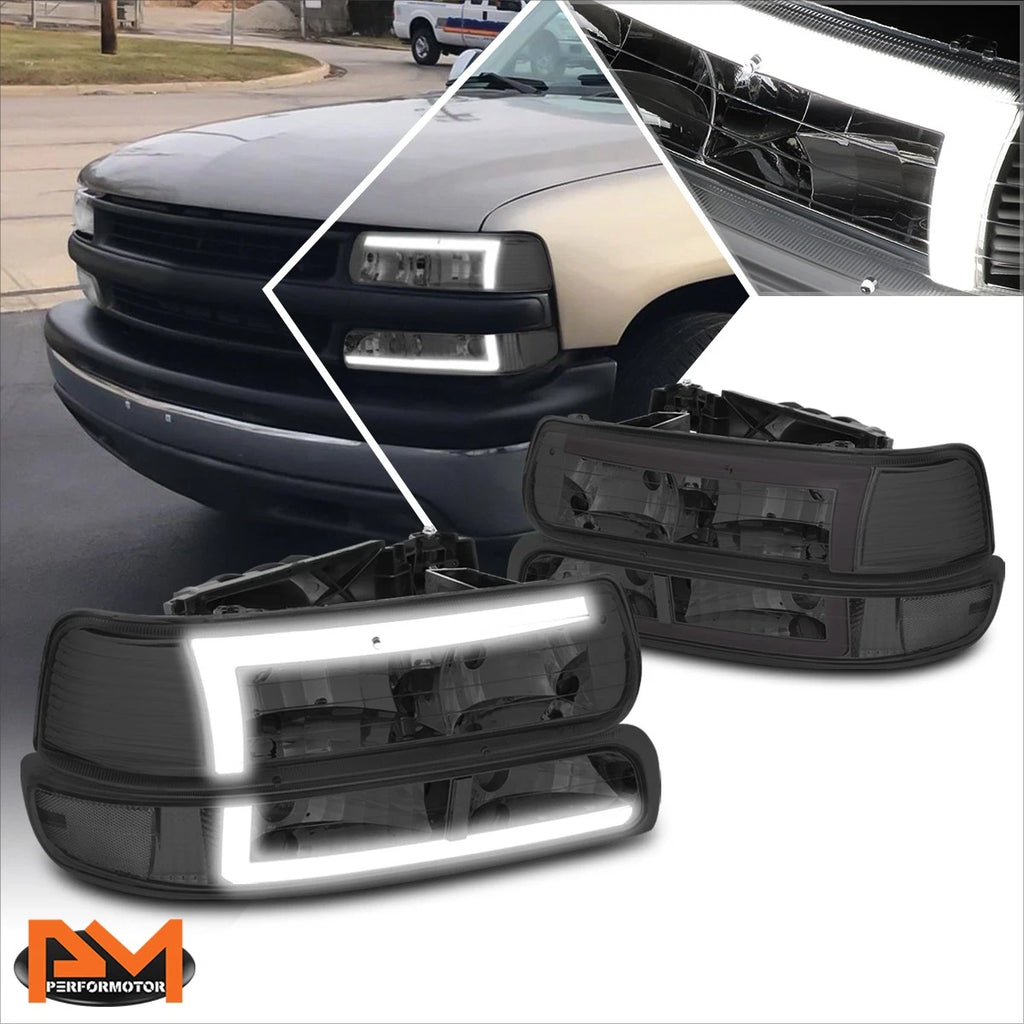 3D LED DRL Headlights for Silverado/Suburban (1999–2006) Smoked Housing