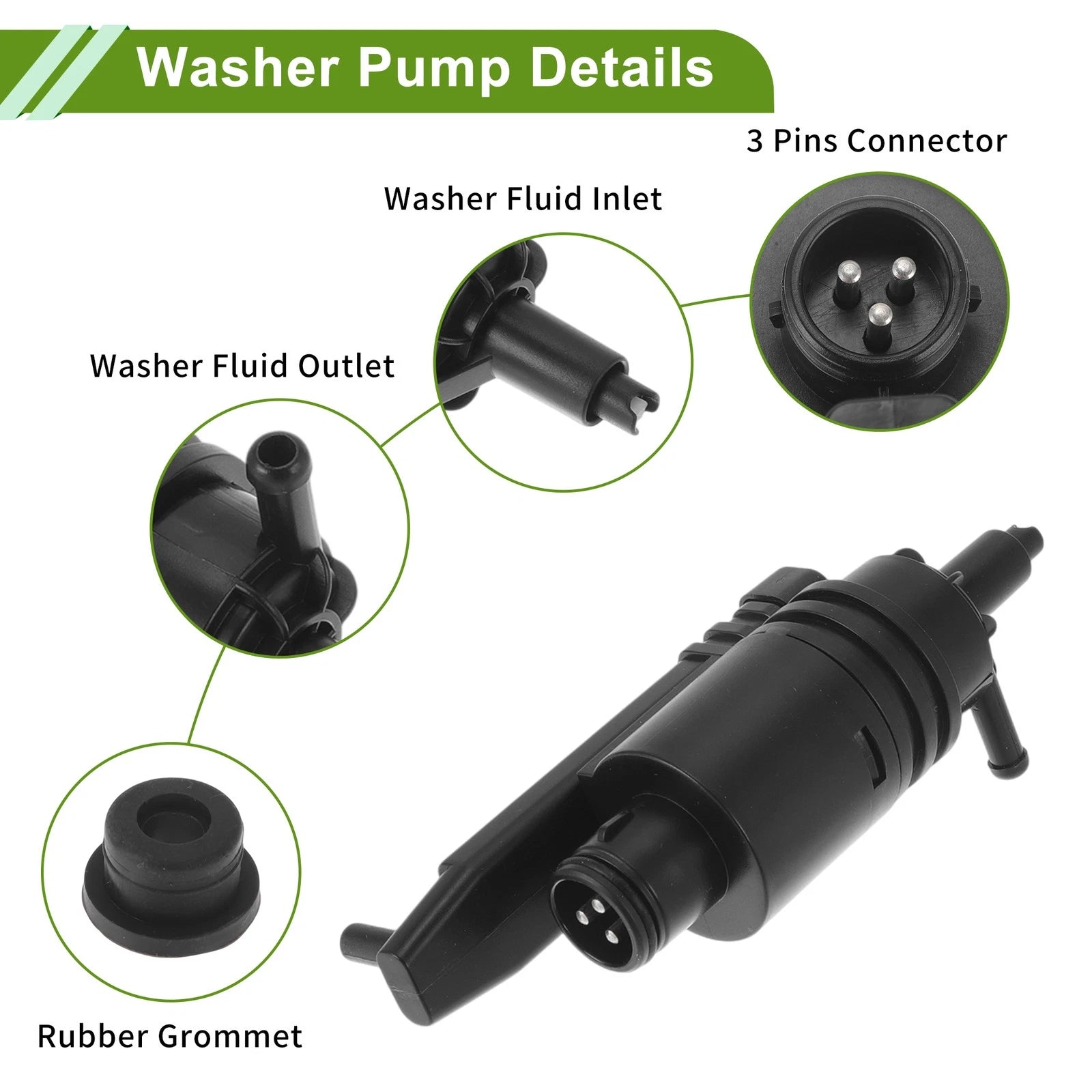Washer Fluid Pump for Audi 100 (1992–1994) No. 4A0955651B