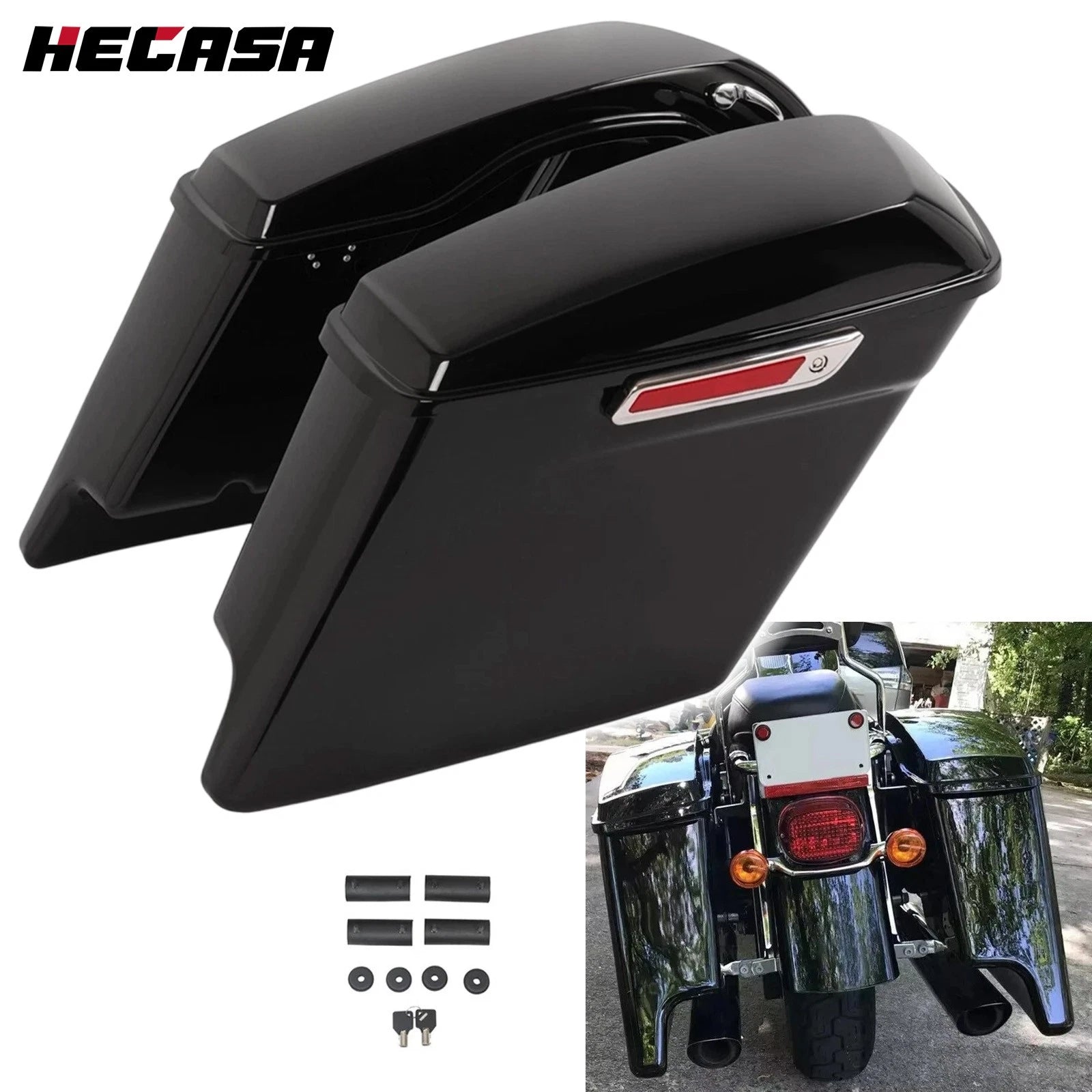 5" Stretched Extended Saddle Bags for Harley Davidson Touring Road Glide (1993–2013)