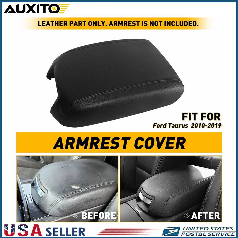 Center Console Armrest Cover for Ford Taurus (2010–2019) Black Synthetic
