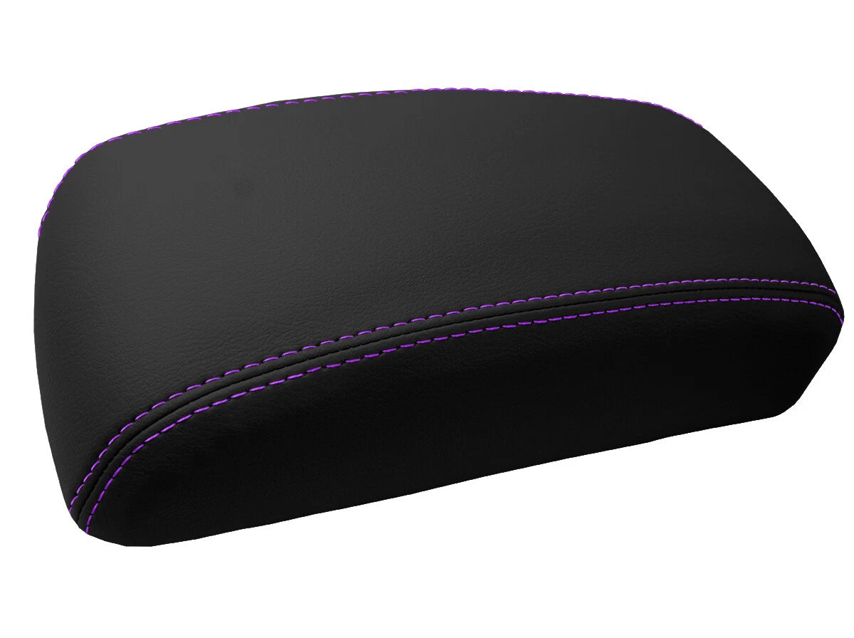Leather Console Lid Pull Over Cover for Nissan Maxima (1997–1999) Purple Stitch
