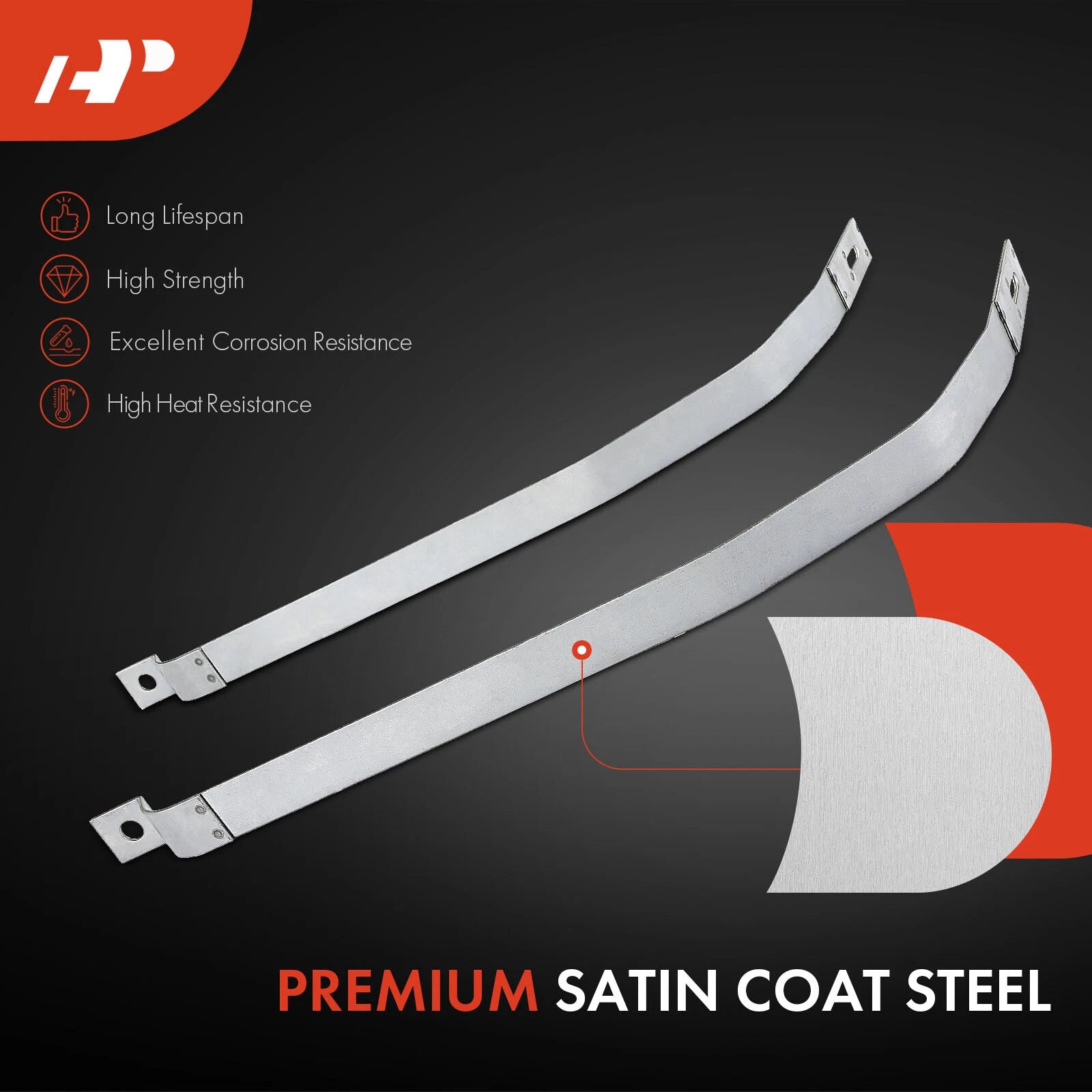 2X Steel Fuel Tank Straps for Ford Thunderbird (1980–1997)