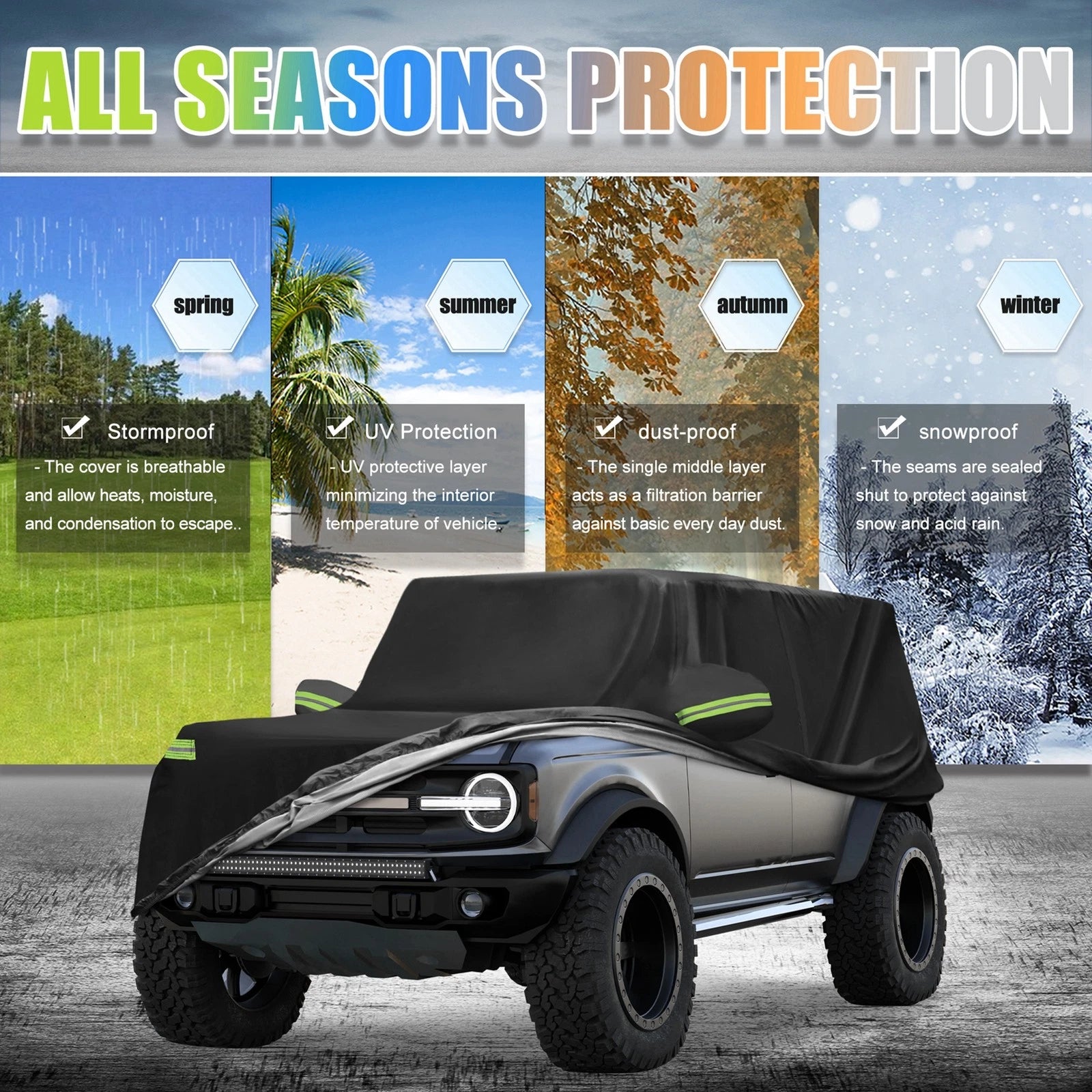 Waterproof Car Cover for Ford Bronco 4 Door (2021–2023) with Zipper