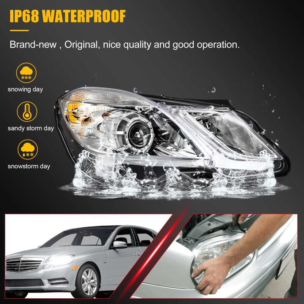 Pair Headlights for Mercedes Benz E350 E400 E550 (2010–2013) Chrome Projector