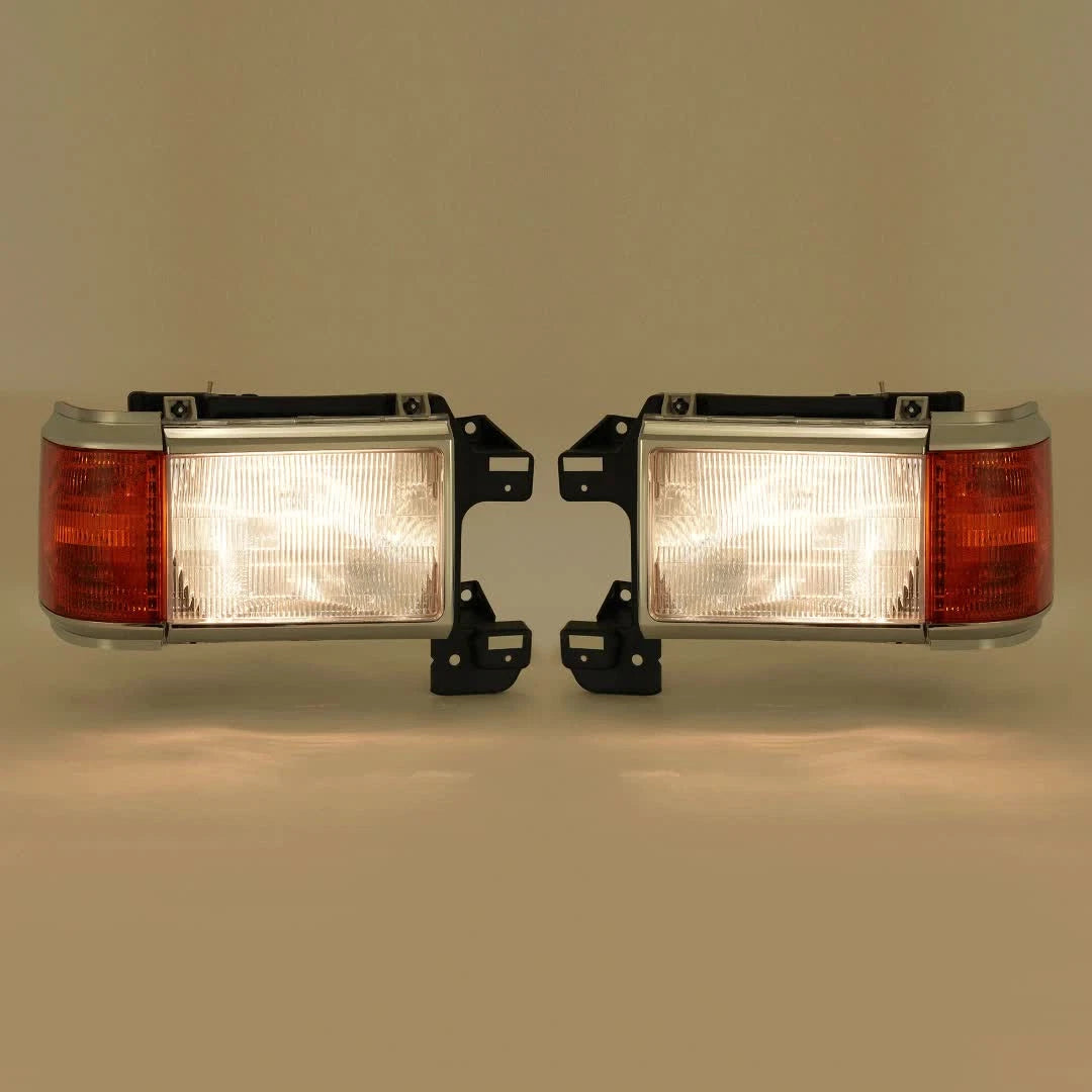 Set of 2 Chrome Trim Headlights for Ford Bronco F150 F250 (1987–1991)