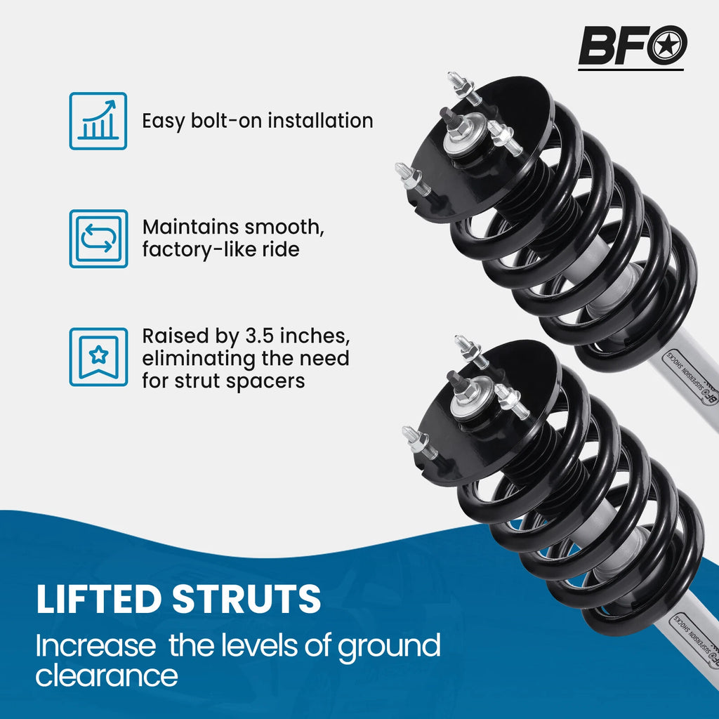 Set of 2 Front Struts w/ Coil Spring for Chevy Silverado GMC Sierra 1500 (2007–2013)