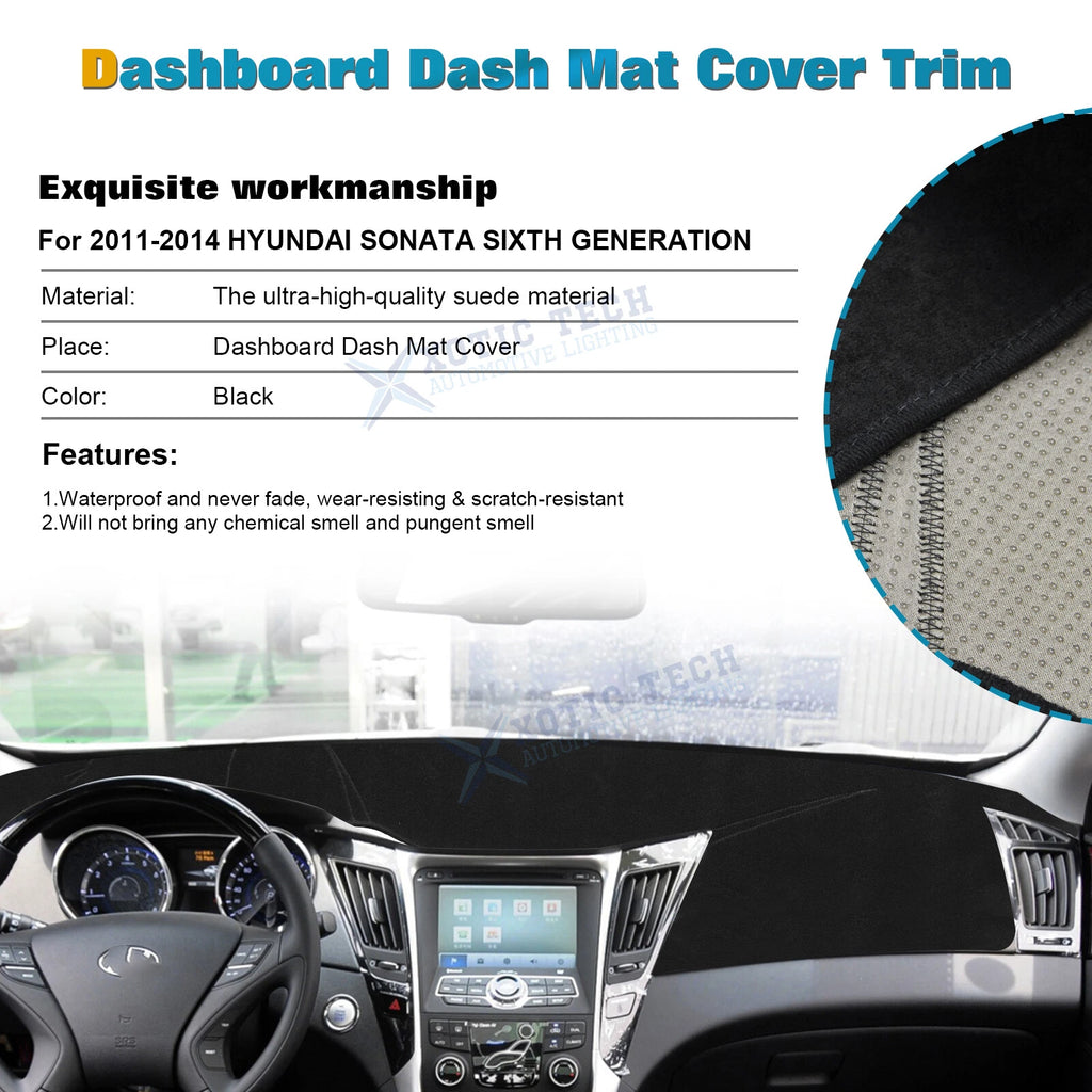 Soft Suede Dashboard Pad Sunshield Protector Mat for Hyundai Sonata (2011-2014)