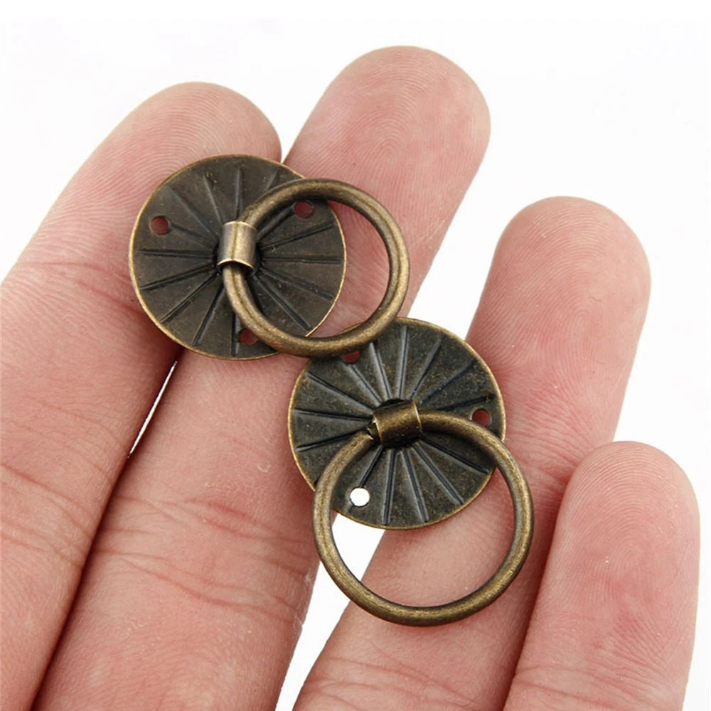 Set of 12 Antique Door Handle Rings for Jewelry Box Cabinet Drawer (20mm)