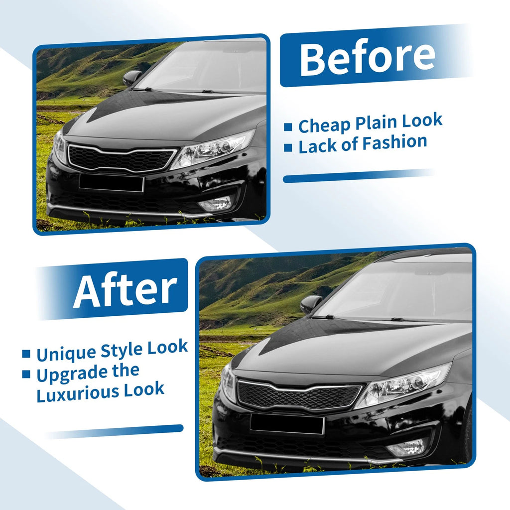 Front Upper Bumper Grille for Kia Optima (2011–2013) Black Chrome