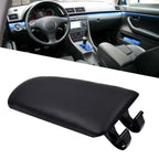 Black Leather Armrest Console Lid Cover for Audi A4 B7 (2004–2008)