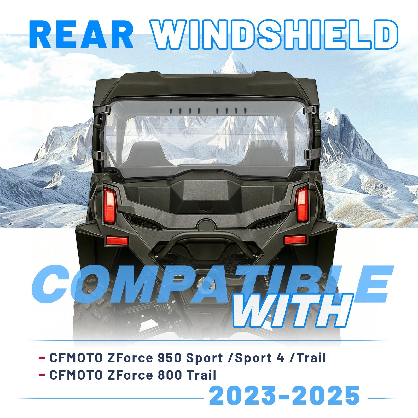Clear Vented Rear Windshield for CFMOTO ZForce 950 Sport/Trail & 800 Trail (2023–2025)