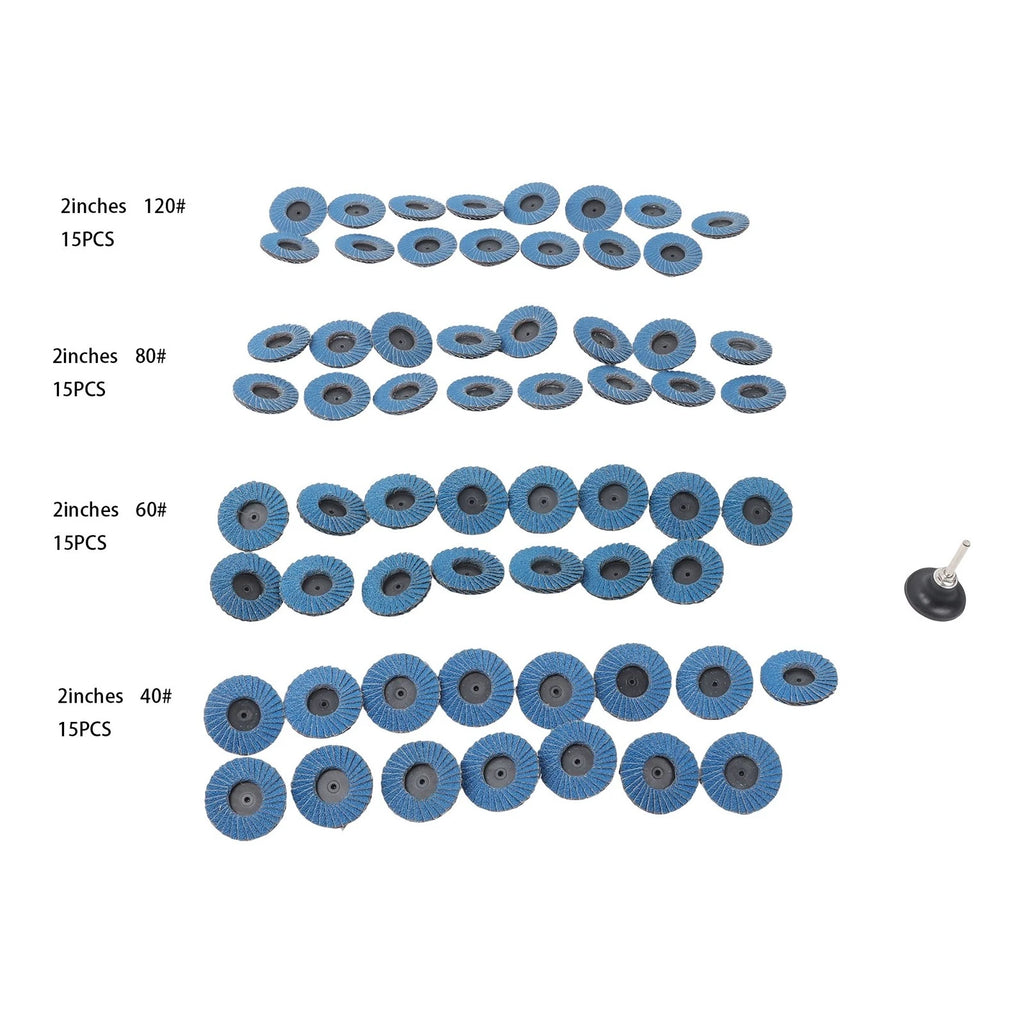 60 PCS 2 Inch Sanding Discs Set 40/60/80/120 Grit with 1/4" Holder