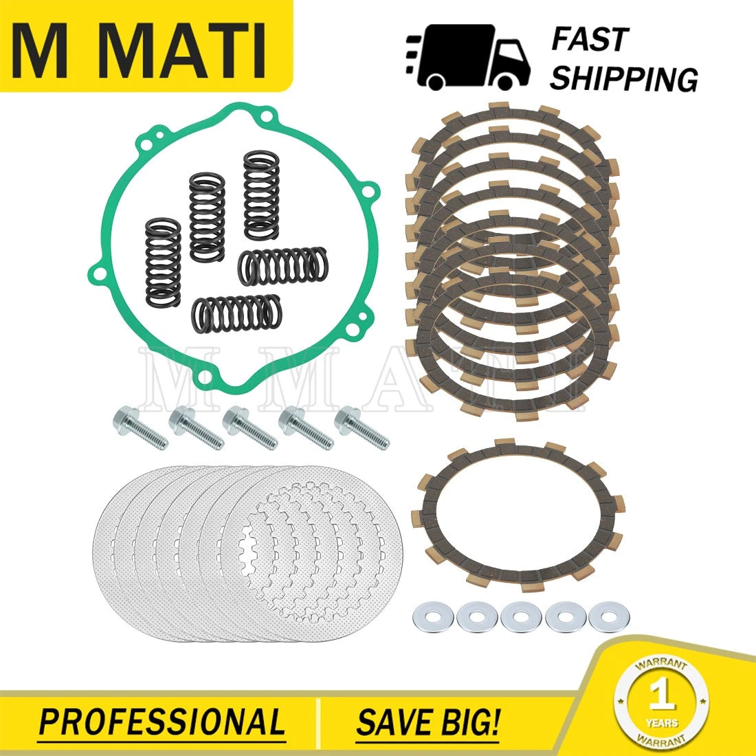 Friction Steel Clutch Discs Plates Springs Gasket Kit for Yamaha YZ125 (1994–2004)