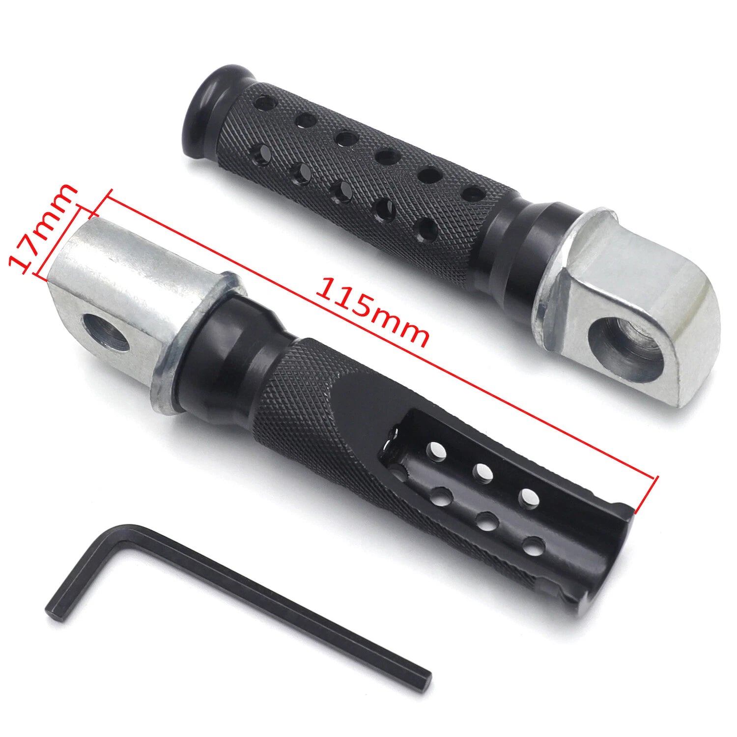 Black Rear Foot Pegs for Kawasaki EX250 (1988–1998), ZX-9R (1994–1998), ZX-11 (1987–1995), ZX750 Ninja