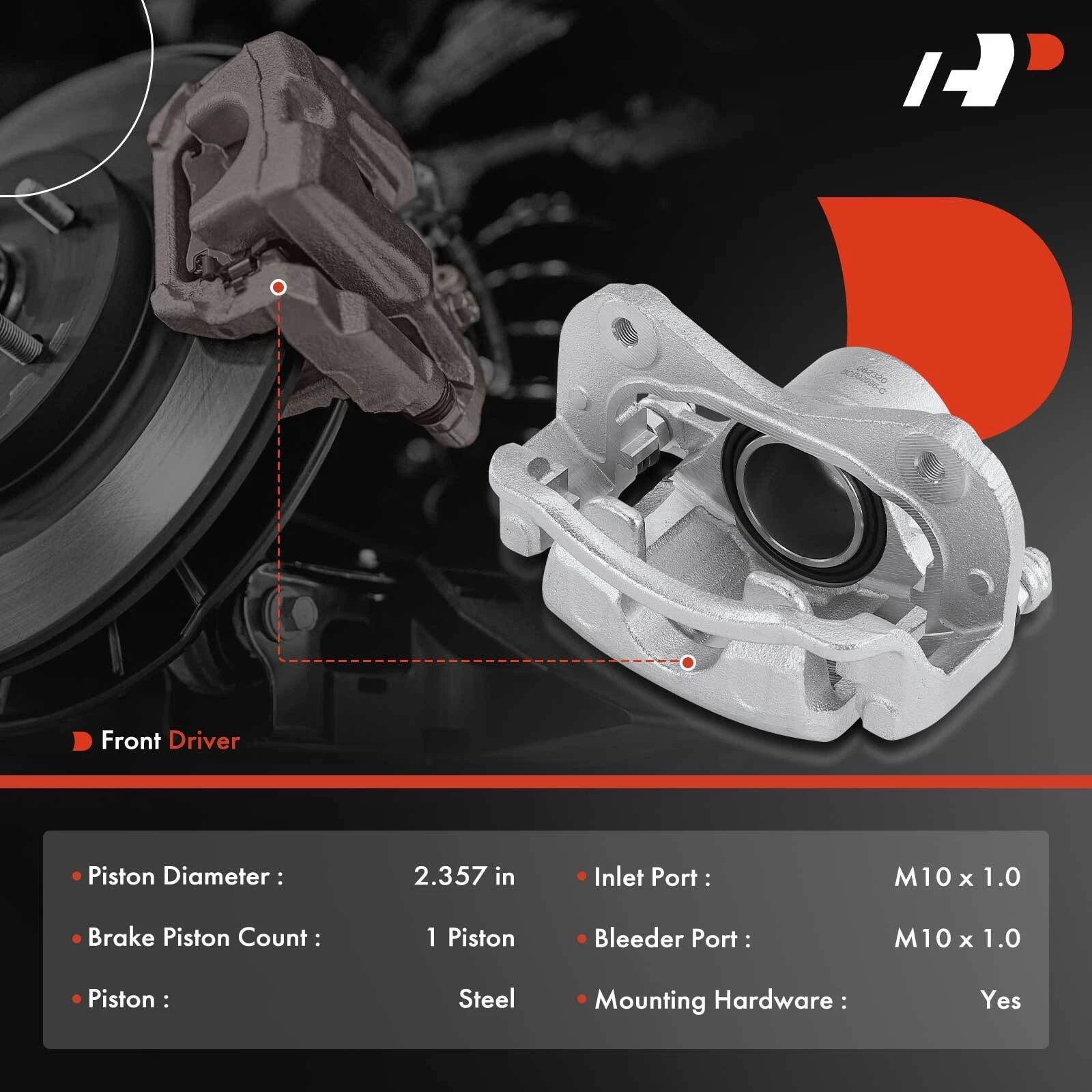 Front Driver Side Disc Brake Caliper with Bracket for Hyundai Tucson (2016-2023)