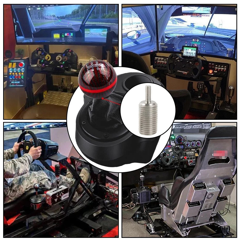 6 Speed Carbon Fiber Shift Knob + Adapter for Logitech G27 G29 G920 G923