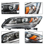 Headlight Assembly Driver Left for Honda Accord (2013–2015) Black Housing