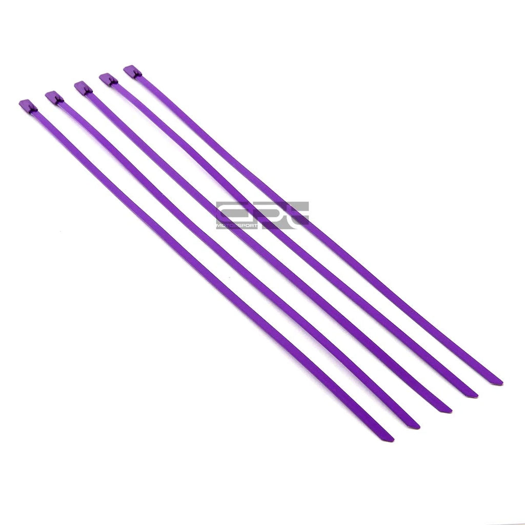 Set of 10 12" 5mm Stainless Purple Self-Locking Zip Ties for Universal Use