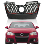 Front Upper Mesh Grille for VW Mk5 GTI Jetta (2006–2009) Matte Black Red Trim