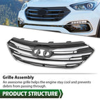 Front Bumper Upper Grille Assembly for Hyundai Santa Fe Sport (2017–2018)
