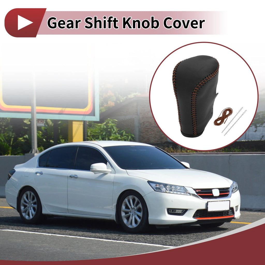 1 Pc Gear Shift Knob Cover for Honda Accord (2008–2012) Black Brown Faux Leather