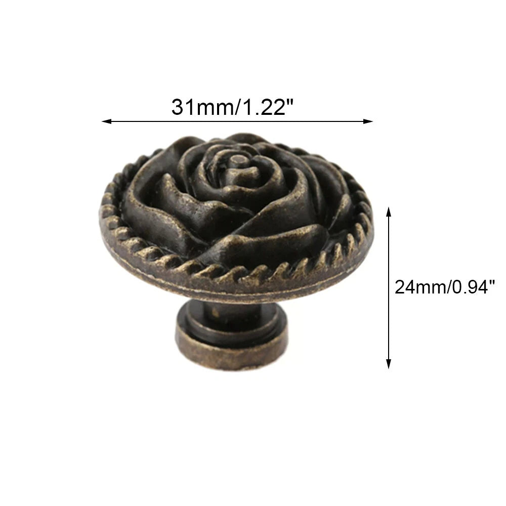 6X Flower Shape Drawer Knob Pull Handle for Kitchen Cabinet (Vintage)