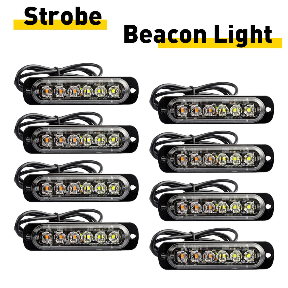 8PC LED Side Marker Strobe Light Bar Kit for Tow Truck 