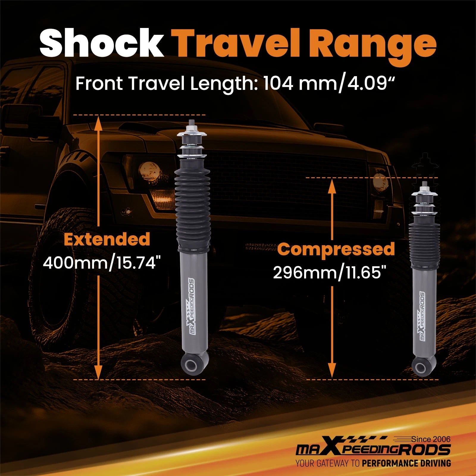 Lowering Shock Kit 3" Front 5" Rear w/Axle Flip for Ford F100 F150 2WD (1980–1996)