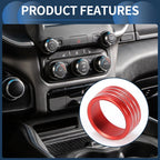 Set of 5 AC Media Volume Switch Knob Cover Rings for Dodge RAM (2018–2022) Red