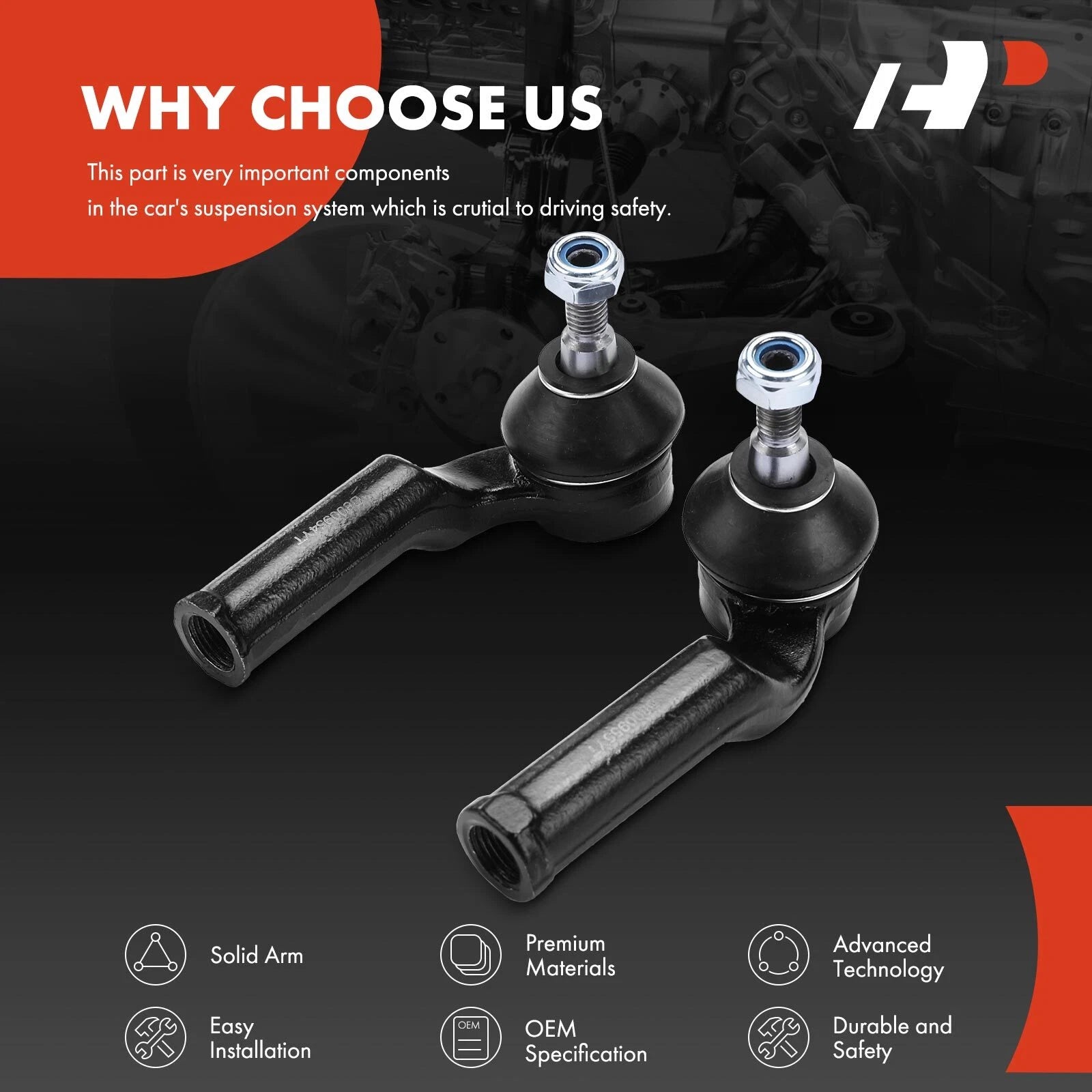 2X Outer Side Tie Rod End for Ford Escape (2013-2019)